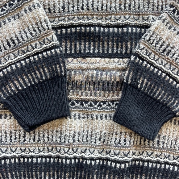 1980s-1990s Vintage Blue and Brown Knitted Pull Over Crew  Mens Size XL - Picture 4 of 14